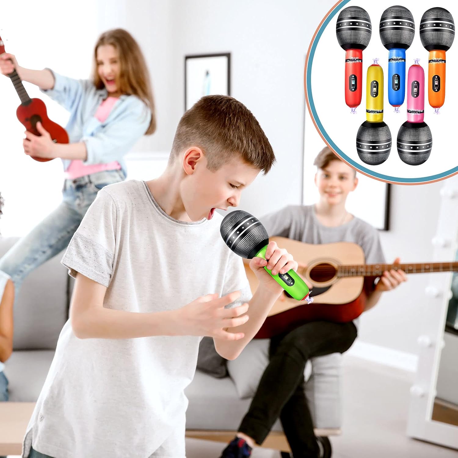4 Uds micrófonos inflables Col - Musical Instrument That You Blow Into reseña y precio
