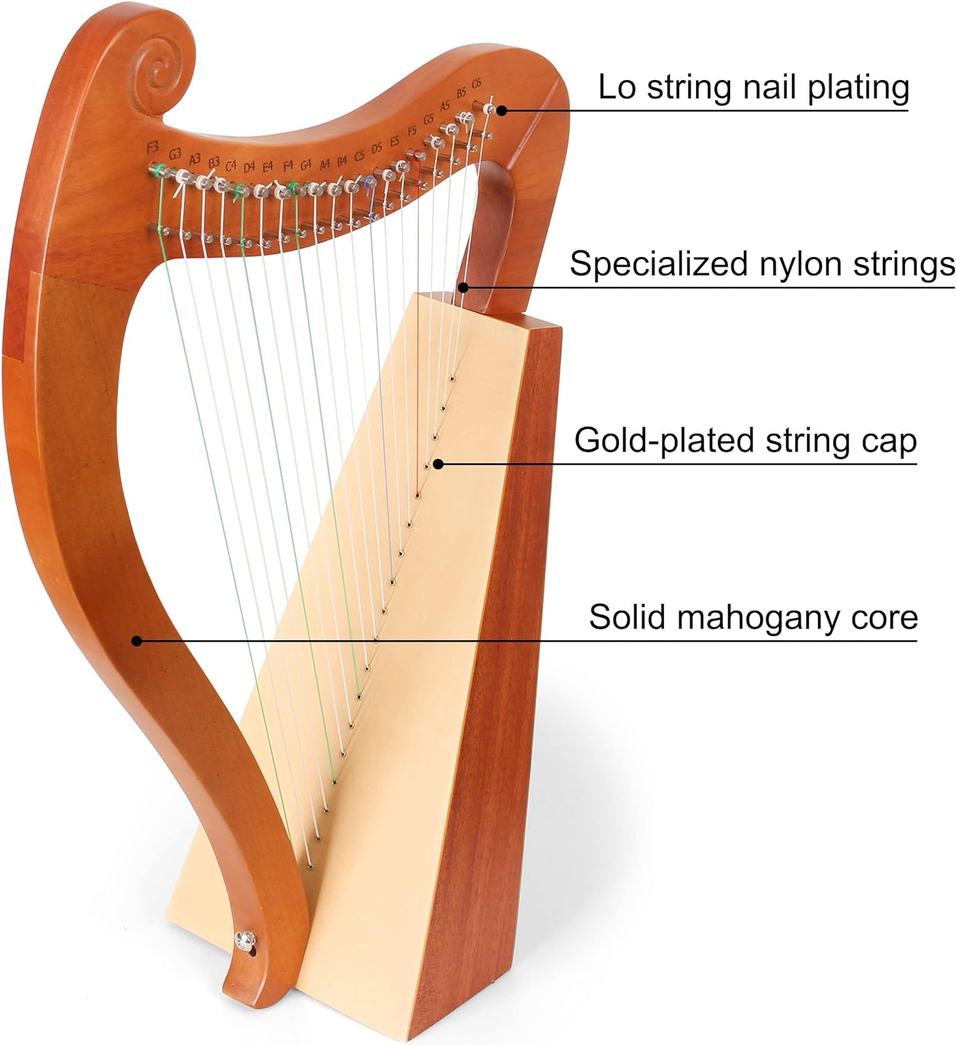 15 19 cuerdas Mini arpa Lira P - Musical Instrument Harp reseña y precio